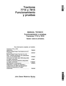 John Deere 7715, 7815 tracteurs pdf diagnostic manuel technique ES - John Deere manuels - JD-TM2904-ES