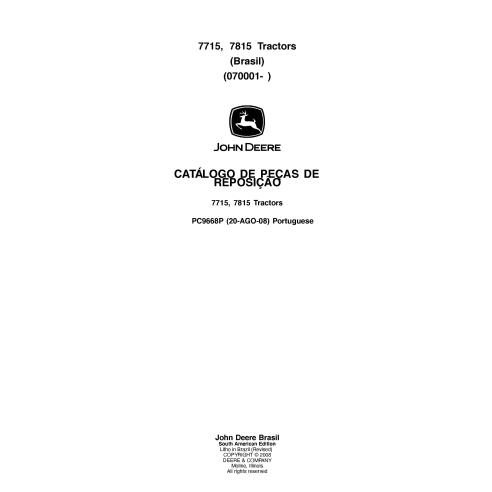 PC9668P-PT Catálogo de repuestos para tractores John Deere 7715 y 7815 PT (PC9668P)