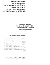 John Deere 5425, 5625, 5725 tracteurs pdf opération et test manuel technique ES - John Deere manuels - JD-TM6031-ES