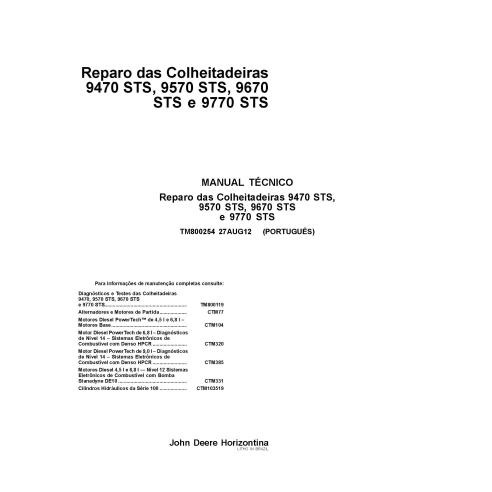 John Deere 9470 STS, 9570 STS, 9670 STS, 9770 STS moissonneuse-batteuse pdf manuel technique de réparation PT - John Deere ma...