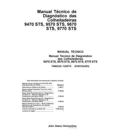 TM800154-PT Manual técnico de diagnóstico para cosechadoras John Deere 9470 STS, 9570 STS, 9670 STS y 9770 STS (TM800154)