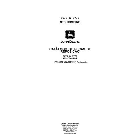John Deere 9670 STS, 9770 STS moissonneuse-batteuse pdf catalogue de pièces PT - John Deere manuels - JD-PC9956P-PT