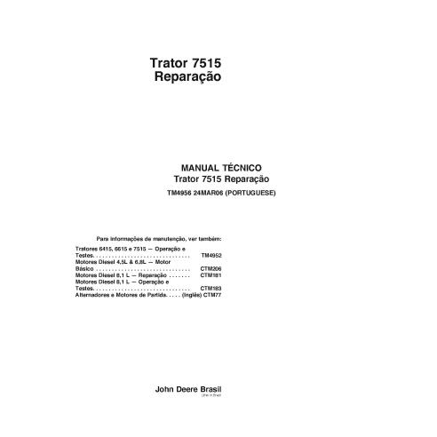 John Deere 7515 tractores pdf manual técnico de reparación PT - John Deere manuales - JD-TM4956-PT