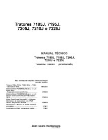 TM802154-PT Manual técnico de reparación de tractores John Deere 7185J, 7195J, 7205J, 7210J, 7225J PT (TM802154)