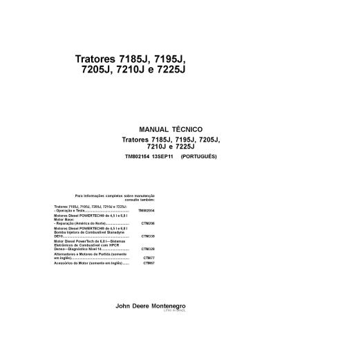 John Deere 7185J, 7195J, 7205J, 7210J, 7225J tratores pdf reparação manual técnico PT - John Deere manuais - JD-TM802154-PT
