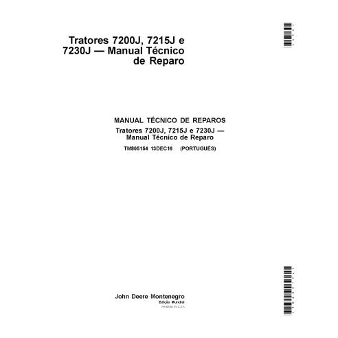 John Deere 7200J, 7215J, 7230J, tratores pdf, manual técnico de reparo PT - John Deere manuais - JD-TM805154-PT