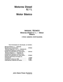 John Deere 6081, manual técnico pdf do motor 8.1L PT - John Deere manuais - JD-CTM181-PT