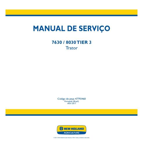 New Holland 7630, 8030 tractores pdf manual de servicio PT - Agricultura de Nueva Holanda manuales - NH-47793460-PT