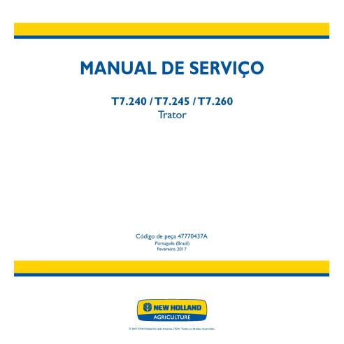 New Holland T7.240, T7.245, T7.260 tractors pdf service manual PT - New Holland Agriculture manuals - NH-47770437A-PT