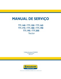 Manuel d'entretien des tracteurs New Holland T7.140, T7.150, T7.165, T7.175, T7.180, T7.190, T7.195, T7.205 pdf PT - Nouvelle...