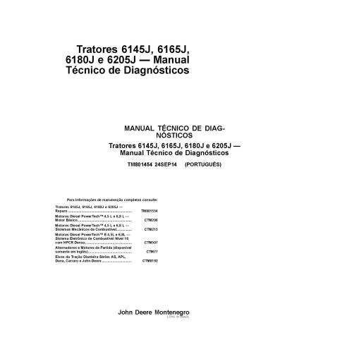 John Deere 6145J, 6165J, 6180J, 6205J tratores pdf manual técnico de diagnóstico PT - John Deere manuais - JD-TM801454-PT