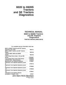 John Deere \r\n6020 - 6920S tractors pdf diagnostic technical manual  - John Deere manuals