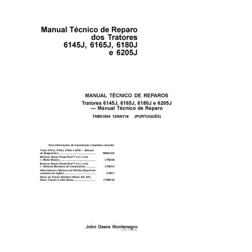 John Deere 6145J, 6165J, 6180J, 6205J tractores pdf manual técnico de reparación PT - John Deere manuales - JD-TM801554-PT