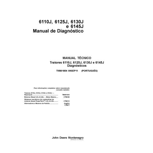 TM801854-PT Manual técnico de diagnóstico para tractores John Deere 6110J, 6125J, 6130J, 6145J PT (TM801854)