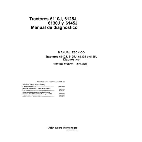 John Deere 6110J, 6125J, 6130J, 6145J manual técnico de diagnóstico em pdf de tratores ES - John Deere manuais - JD-TM801863-ES