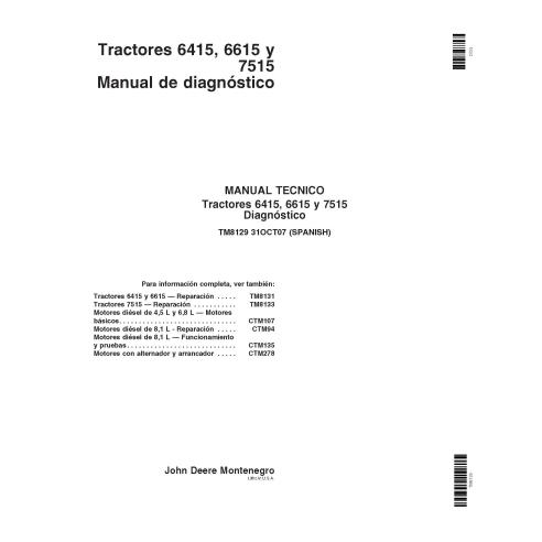 John Deere 6415, 6615, 7515 tratores pdf diagnóstico técnico manual ES - John Deere manuais - JD-TM8129-ES