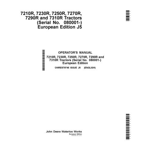 Manuel d'utilisation des tracteurs John Deere 7230R, 7210R, 7250R, 7270R, 7290R, 7310R pdf - John Deere manuels - JD-OMRE579745