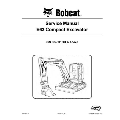 Bobcat E63 excavator pdf manual de servicio - Gato montés manuales - BOBCAT-E63-6990613-sm-06-13