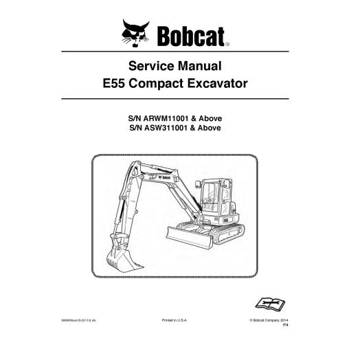 Manual de servicio pdf de la excavadora compacta Bobcat E55 - Gato montés manuales - BOBCAT-E55-6990093-sm-07-14
