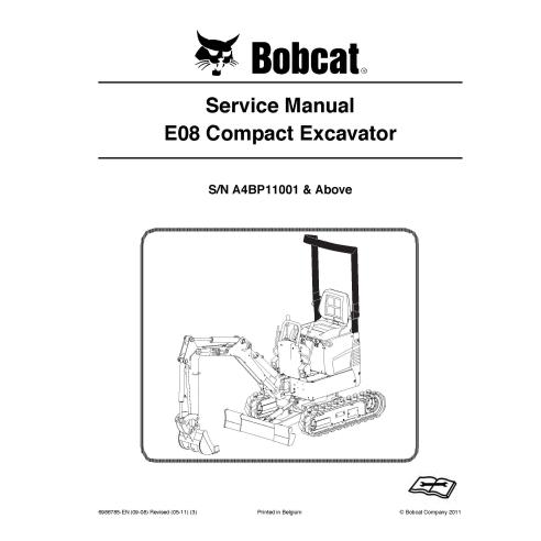 Bobcat E08 compact excavator pdf service manual - Gato montés manuales - BOBCAT-E08-6986785-sm-05-11