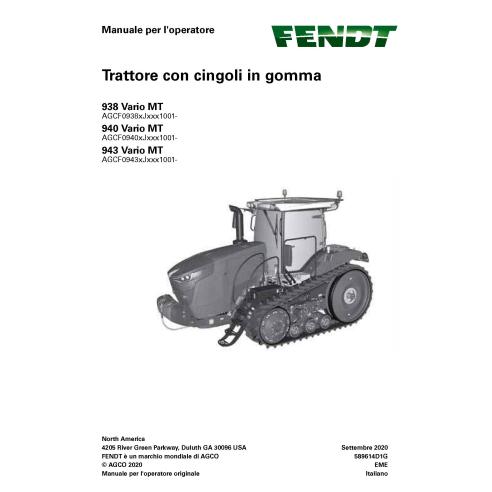 Fendt 938, 940, 943 Vario MT (Tier 4 Engine) rubber track tractor pdf operator's manual IT - Fendt manuals - FENDT-589614D1G-IT