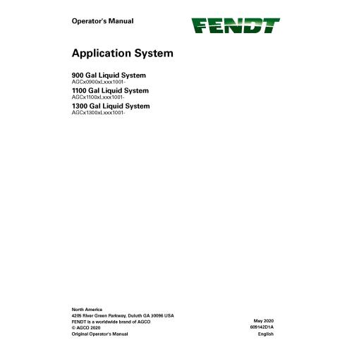 Fendt 900, 1100, 1300 Gal Liquid System sistema de aplicación manual del operador en pdf - Fendt manuales - FENDT-609142D1A