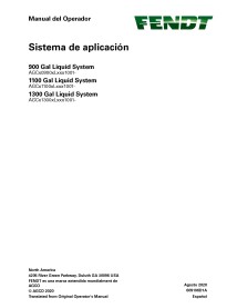 Fendt 900, 1100, 1300 Gal Liquid System sistema de aplicación manual del operador en pdf ES - Fendt manuales