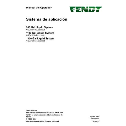 Fendt 900, 1100, 1300 Gal Liquid System sistema de aplicación manual del operador en pdf ES - Fendt manuales - FENDT-609196D1...