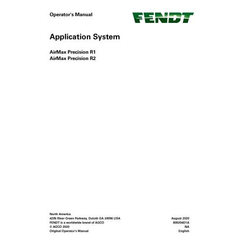 Manuel d'utilisation du système d'application Fendt AirMax Precision R1, R2 pdf - Fendt manuels - FENDT-609204D1A