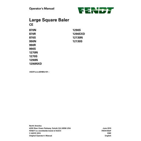 Fendt 870, 990, 1270, 1290, 12130 baler pdf operator's manual  - Fendt manuals - FENDT-700741554F