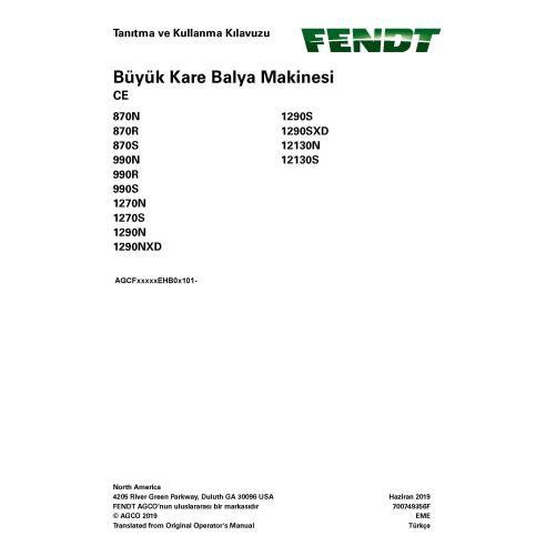 Fendt 870, 990, 1270, 1290, 12130 presse à balles pdf manuel d'utilisation TR - Fendt manuels - FENDT-700749356F-TR