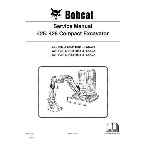 Bobcat 425, 428 compact excavator pdf service manual  - BobCat manuals - BOBCAT-425_428-6986952-sm-05-09