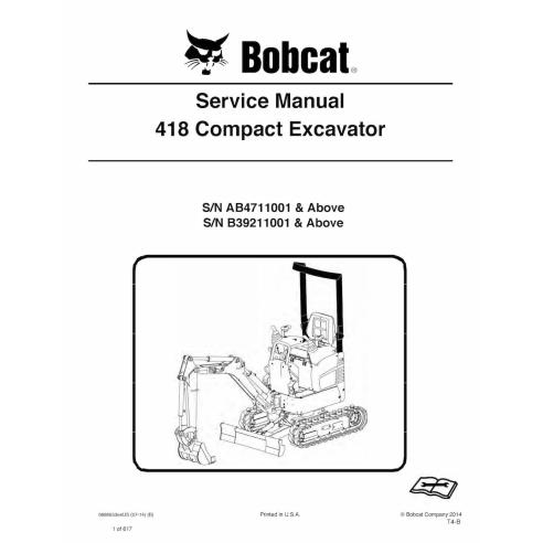 Bobcat 418 compact excavator pdf service manual  - BobCat manuals - BOBCAT-418-6986853-sm-07-14