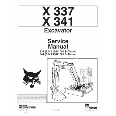 Bobcat X337, X341 compact excavator pdf manual de servicio - Gato montés manuales - BOBCAT-337-6900380-sm-06-12