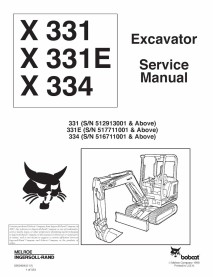 Bobcat X331, X331E, X334 compact excavator pdf service manual  - BobCat manuals - BOBCAT-331-6900464-sm-06-12