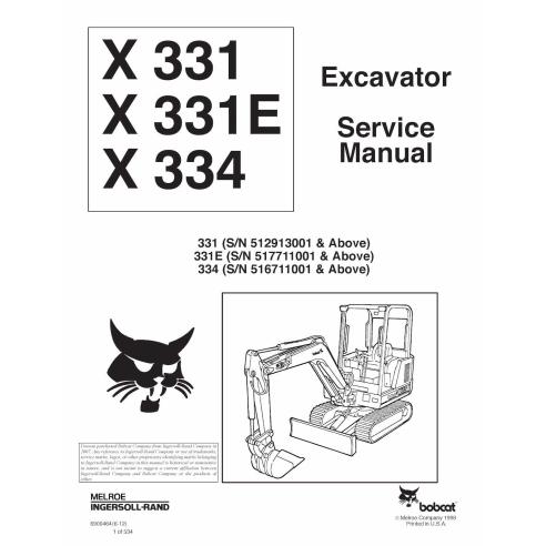 Bobcat X331, X331E, X334 compact excavator pdf manual de servicio - Gato montés manuales - BOBCAT-331-6900464-sm-06-12