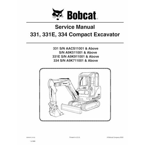 Bobcat 331, 331E, 334 compact excavator pdf service manual  - BobCat manuals - BOBCAT-331_334-6986943-sm-09-09