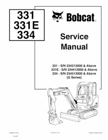 Bobcat 331, 331E, 334 compact excavator pdf service manual  - BobCat manuals