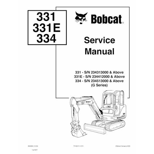 Bobcat 331, 331E, 334 excavadora compacta manual de servicio pdf - Gato montés manuales - BOBCAT-331_334-6903830-sm-10-09