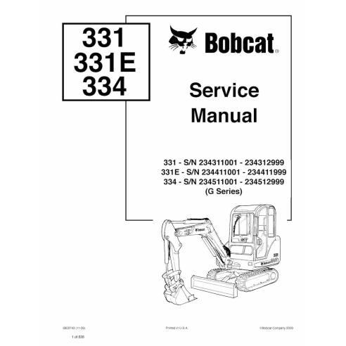 Bobcat 331, 331E, 334 compact excavator pdf service manual  - BobCat manuals - BOBCAT-331_334-6902743-sm-11-09