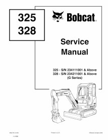 Bobcat 325, 328 compact excavator pdf service manual  - BobCat manuals