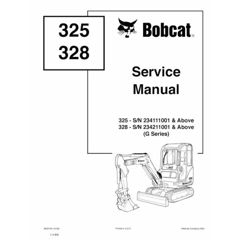 Bobcat 325, 328 compact excavator pdf service manual - Gato montés manuales - BOBCAT-325_328-6902745-sm-10-09