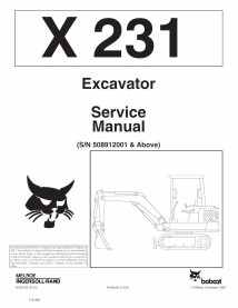 Bobcat X231 compact excavator pdf service manual  - BobCat manuals - BOBCAT-231-6722178-sm-06-12