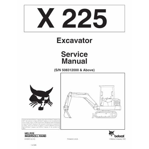 Bobcat X225 compact excavator pdf service manual  - BobCat manuals - BOBCAT-225-6720874-sm-06-12