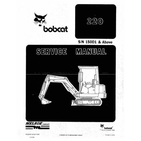 Bobcat 220 compact excavator pdf service manual  - BobCat manuals - BOBCAT-220-6722345-sm-09-92