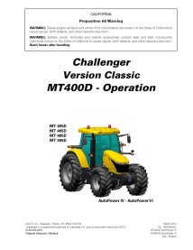 Manuel d'utilisation des tracteurs Challenger MT455B, MT465B, MT485B, MT495B AutoPower IV-VI pdf - Challenger manuels - CHA-7...