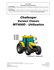 Challenger MT455B, MT465B, MT485B, MT495B AutoPower IV-VI tractors pdf operator's manual FR - Challenger manuals - CHAl-70605...