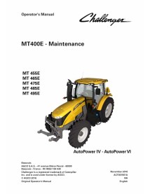 Manuel d'entretien des tracteurs Challenger MT455E, MT465E, MT475E, MT485E, MT495E AutoPower IV-VI pdf - Challenger manuels -...