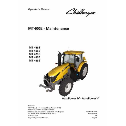 Challenger MT455E, MT465E, MT475E, MT485E, MT495E Manual de manutenção em pdf dos tratores AutoPower IV-VI - Challenger manua...