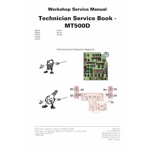 Challenger MT515D, MT525D, MT535D, MT545D, MT555D, MT565D, MT575D, MT585D, MT595D tractores pdf technican service book - Chal...